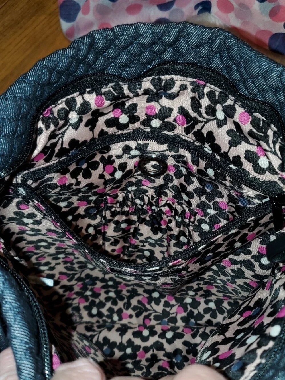Vera Bradley Quilted Black Denim Crossbody Bag